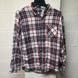 Carbon Classic Fit Plaid Shirt - Red, Blue, White. Medium